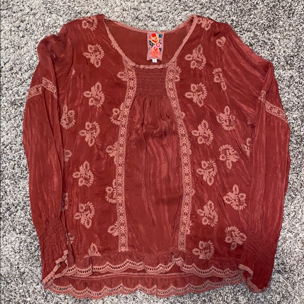johnny was maroon  floral top